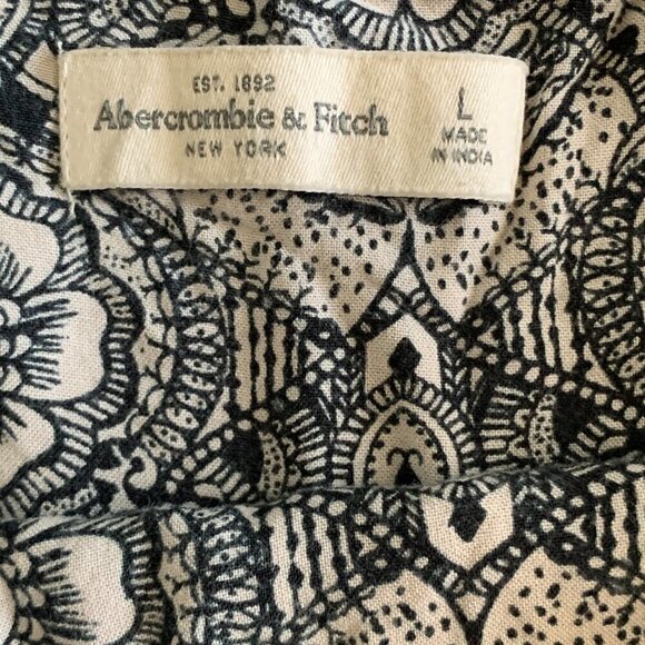 AF Abercrombie & Fitch Halter Neck Floral Skater Dress Sz L Black & White 134H - Picture 8 of 11